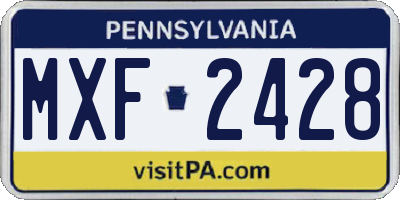 PA license plate MXF2428