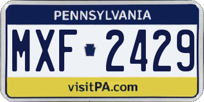 PA license plate MXF2429