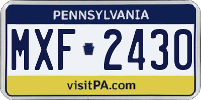 PA license plate MXF2430