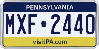 PA license plate MXF2440