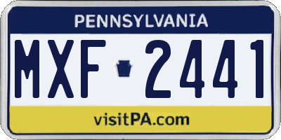 PA license plate MXF2441