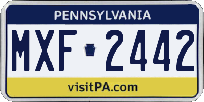 PA license plate MXF2442