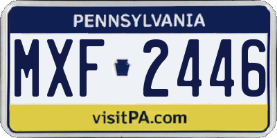 PA license plate MXF2446