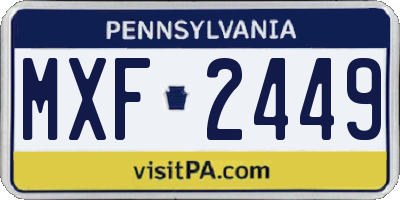 PA license plate MXF2449