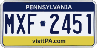 PA license plate MXF2451