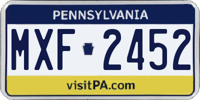 PA license plate MXF2452