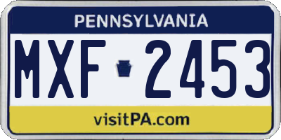 PA license plate MXF2453