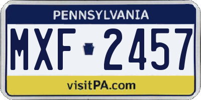 PA license plate MXF2457
