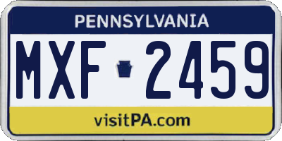 PA license plate MXF2459