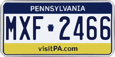 PA license plate MXF2466