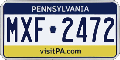 PA license plate MXF2472