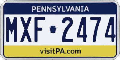 PA license plate MXF2474