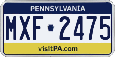 PA license plate MXF2475