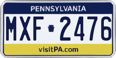 PA license plate MXF2476