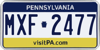 PA license plate MXF2477