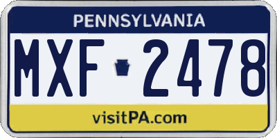 PA license plate MXF2478