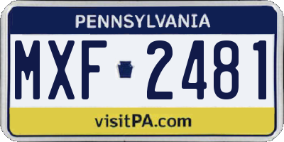 PA license plate MXF2481