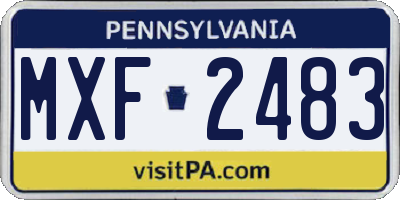 PA license plate MXF2483