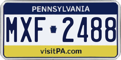PA license plate MXF2488