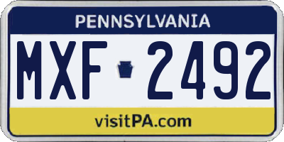 PA license plate MXF2492