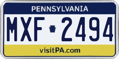 PA license plate MXF2494