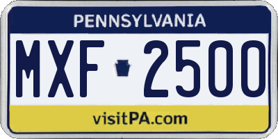 PA license plate MXF2500