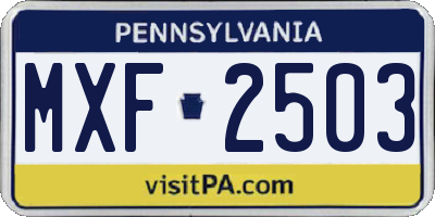PA license plate MXF2503