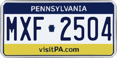 PA license plate MXF2504
