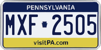 PA license plate MXF2505
