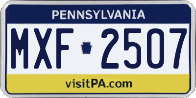PA license plate MXF2507