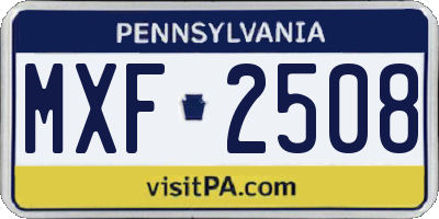 PA license plate MXF2508