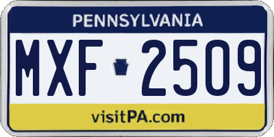 PA license plate MXF2509