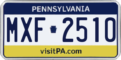 PA license plate MXF2510