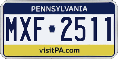 PA license plate MXF2511