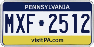 PA license plate MXF2512