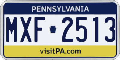 PA license plate MXF2513