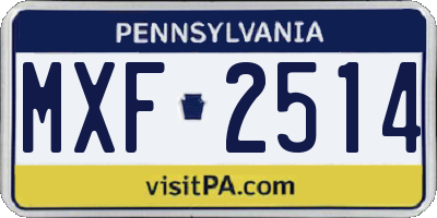 PA license plate MXF2514