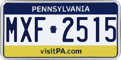 PA license plate MXF2515