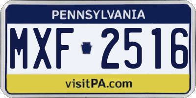 PA license plate MXF2516
