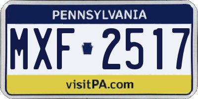 PA license plate MXF2517