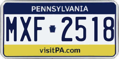 PA license plate MXF2518