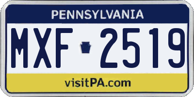 PA license plate MXF2519