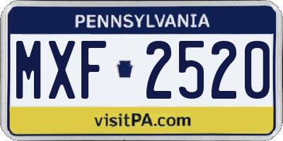 PA license plate MXF2520