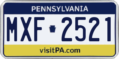 PA license plate MXF2521