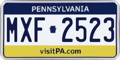 PA license plate MXF2523