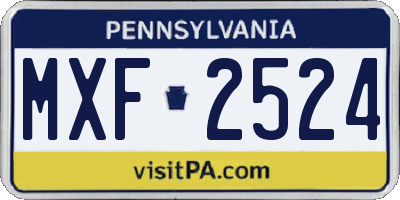 PA license plate MXF2524