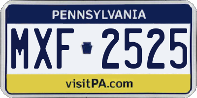 PA license plate MXF2525