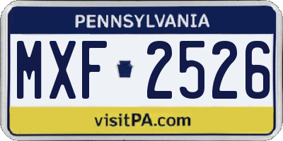 PA license plate MXF2526