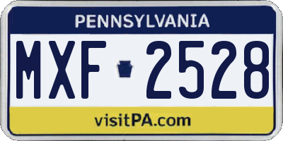 PA license plate MXF2528