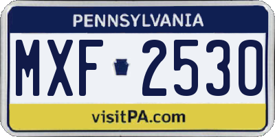 PA license plate MXF2530